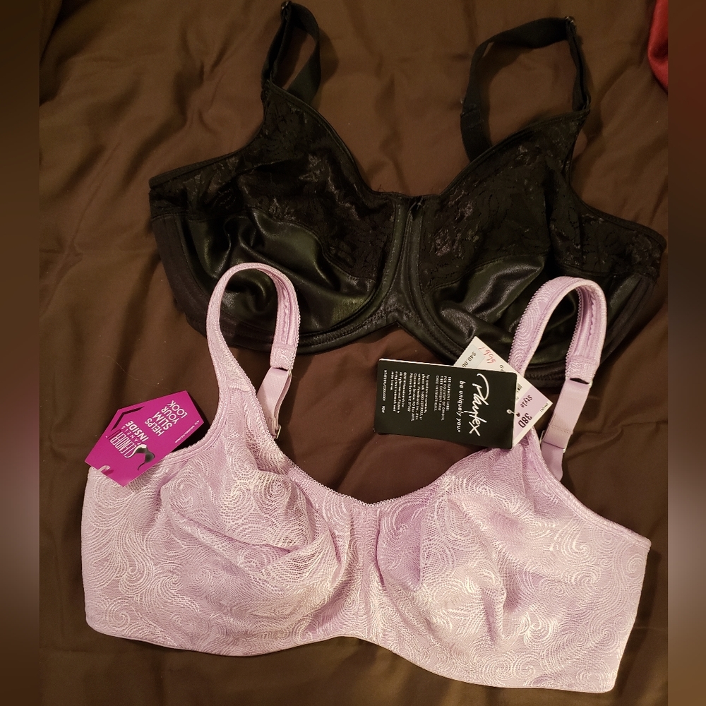 2-Playtex Underwire 38D Lace Lavender (new) & 36D Black Lace (lightly used) Bras
